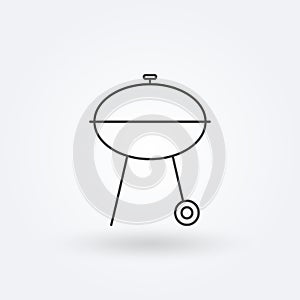 Barbecue grill outline icon. BBQ oven line sign. Vector illustration